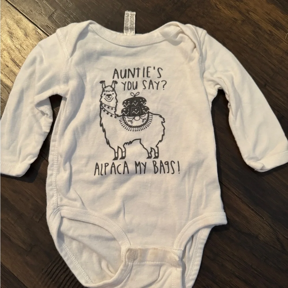 White Llama Print Kids One Piece